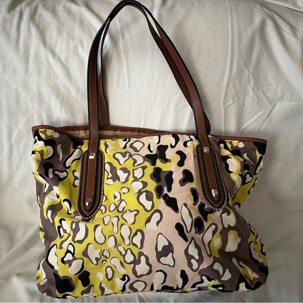 Diane Von Furstenberg Leopard Print Tote in Yellow and Brown